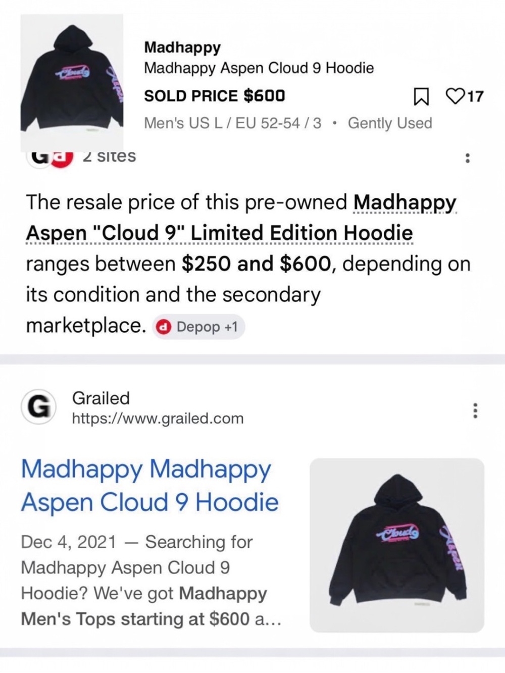 Madhappy Aspen "Cloud 9" Limited Edition Hoodie RARE Oversized Unisex - Picture 3 of 6